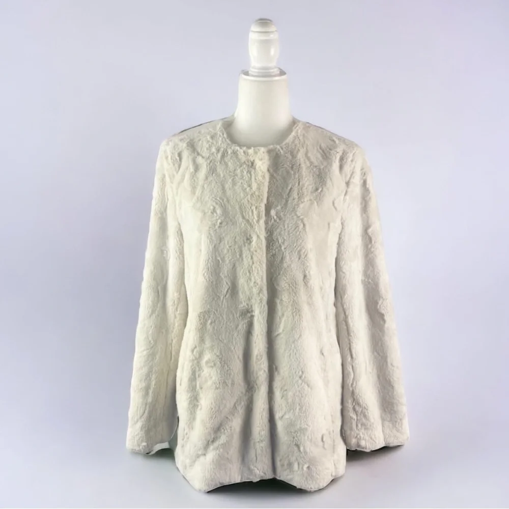 J. Crew Faux Fur Teddy Bear Coat White Size Medium - Picture 2 of 11